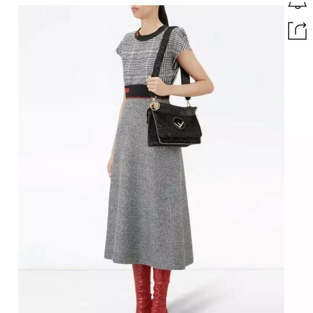 Fendi Kan I Logo Velvet Shoulder Bag - Black In F0kur. Condition is "New